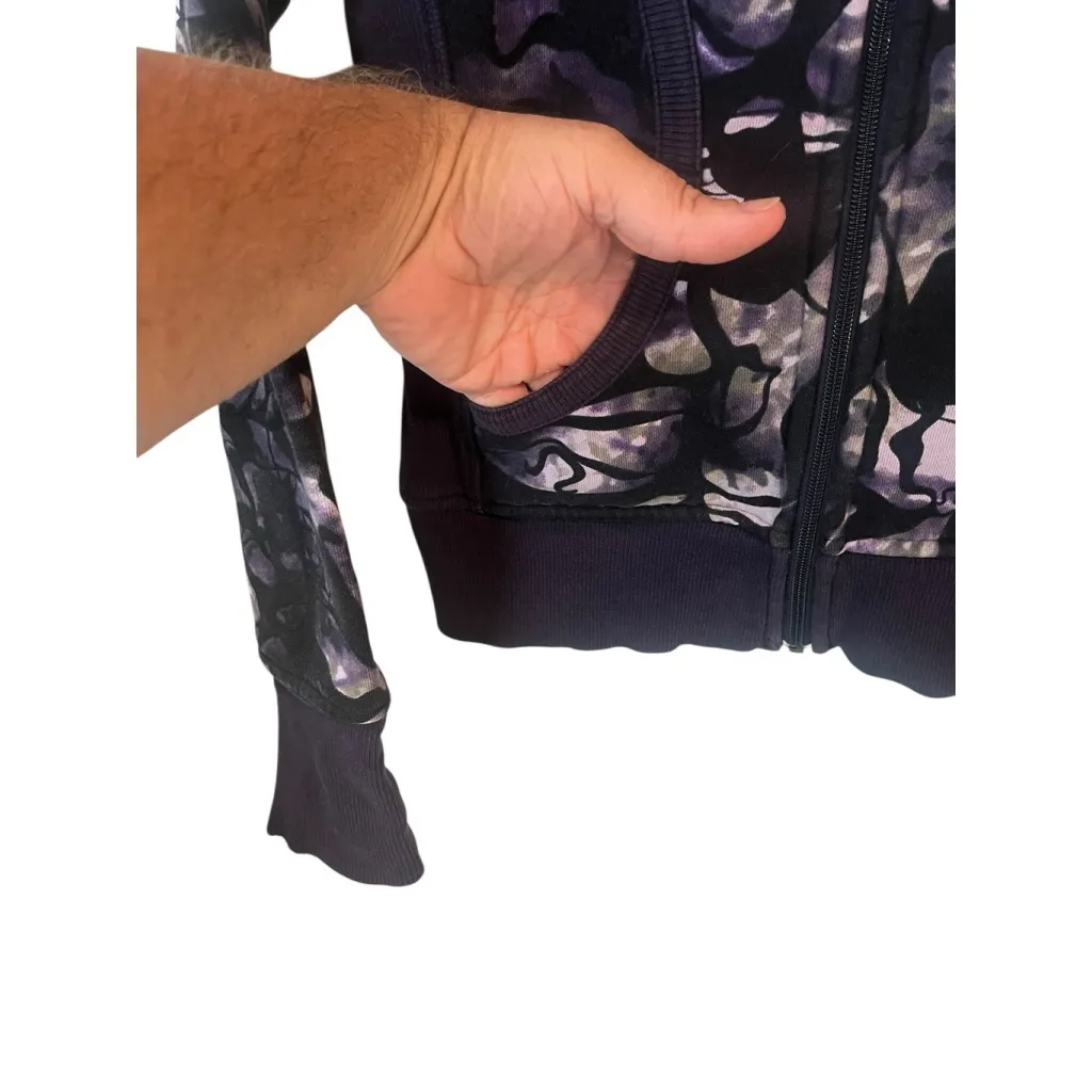 Lululemon Scuba Hoodie Womens Sz 6 Hooded Sweatshirt Zip Up Floral Print Purple - Image 6