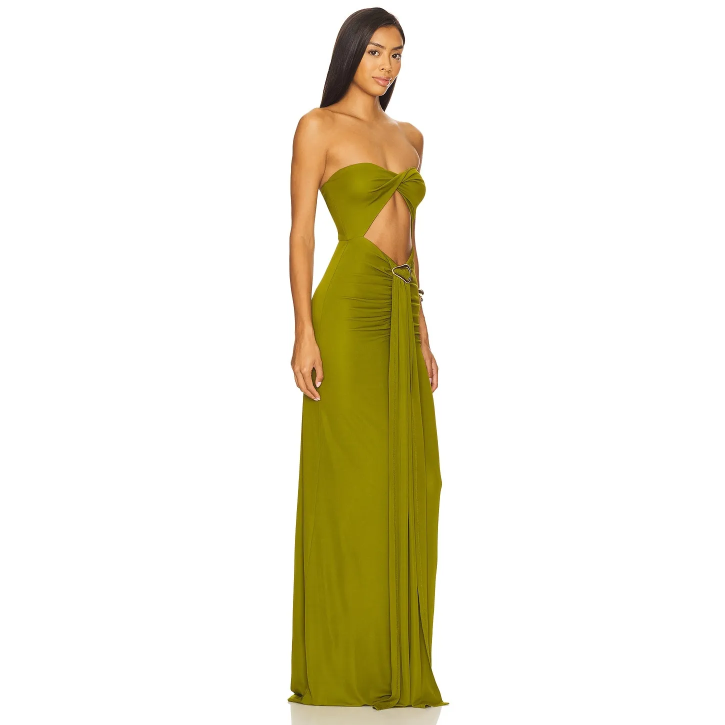 Lovers + Friends Farrah Pear Green Resort Goddess Cutout Stretch Gown NWT XS - Image 7