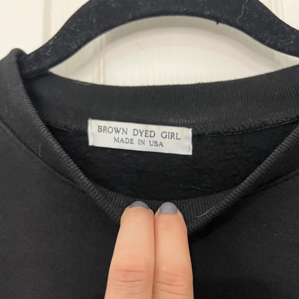 Brown Dyed Girl Black Long Oversized Minimalist Sweatshirt L/XL Heavy Knit Size L - Image 6