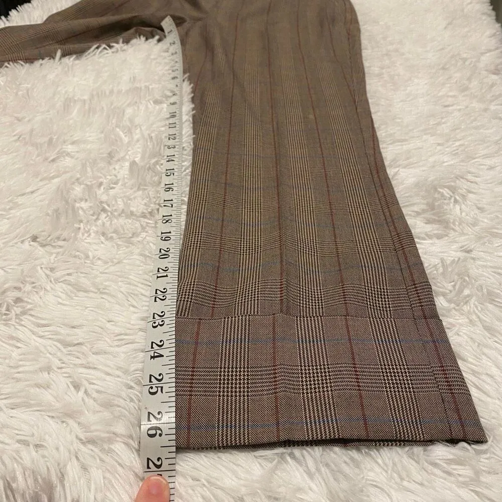 Frame Cuffed Plaid Trouser Pant in Brown Multi Size 10 - Image 9