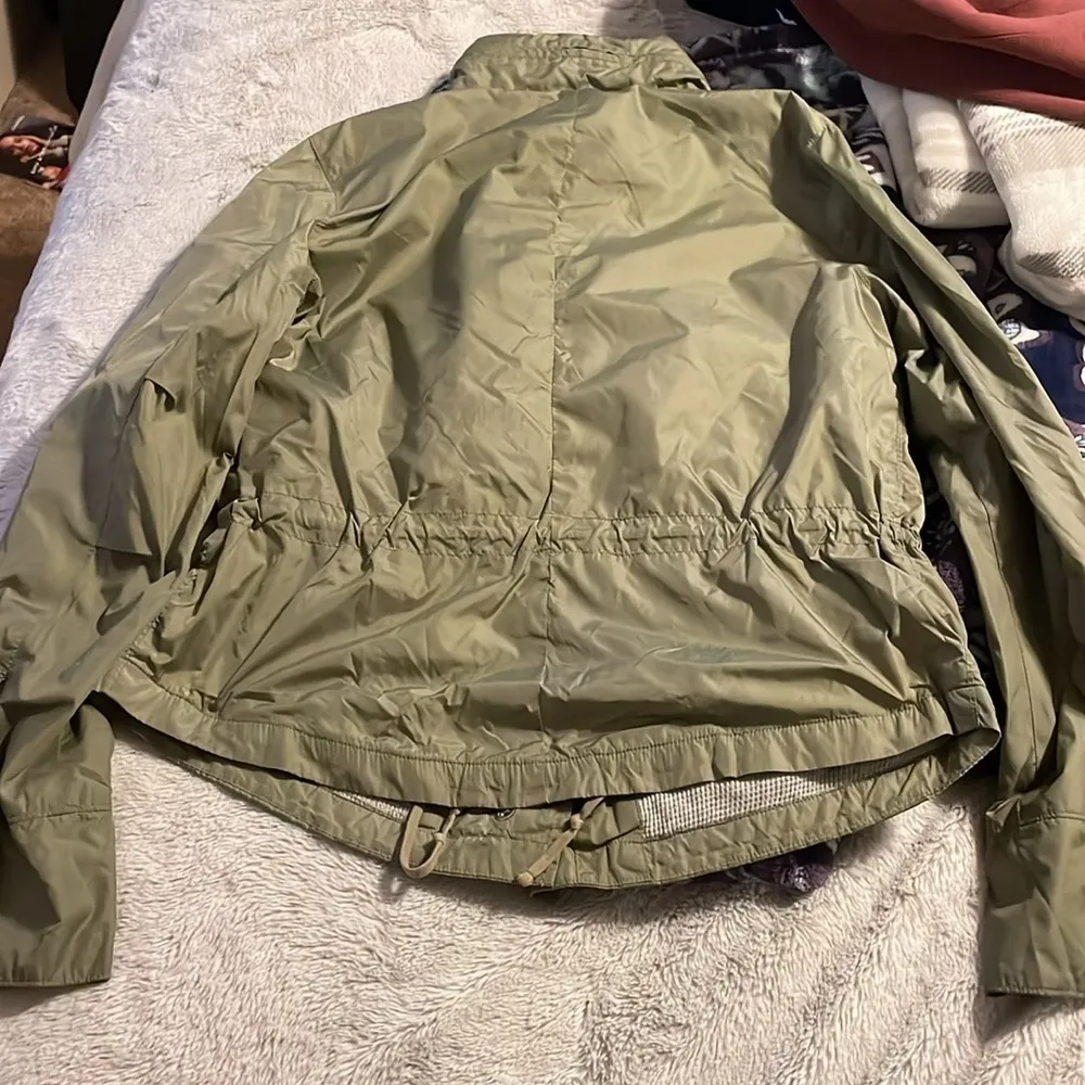 Gap Olive Green Zip Up Hooded Jacket Sz M Lined Hood Zipped in Collar - Image 2