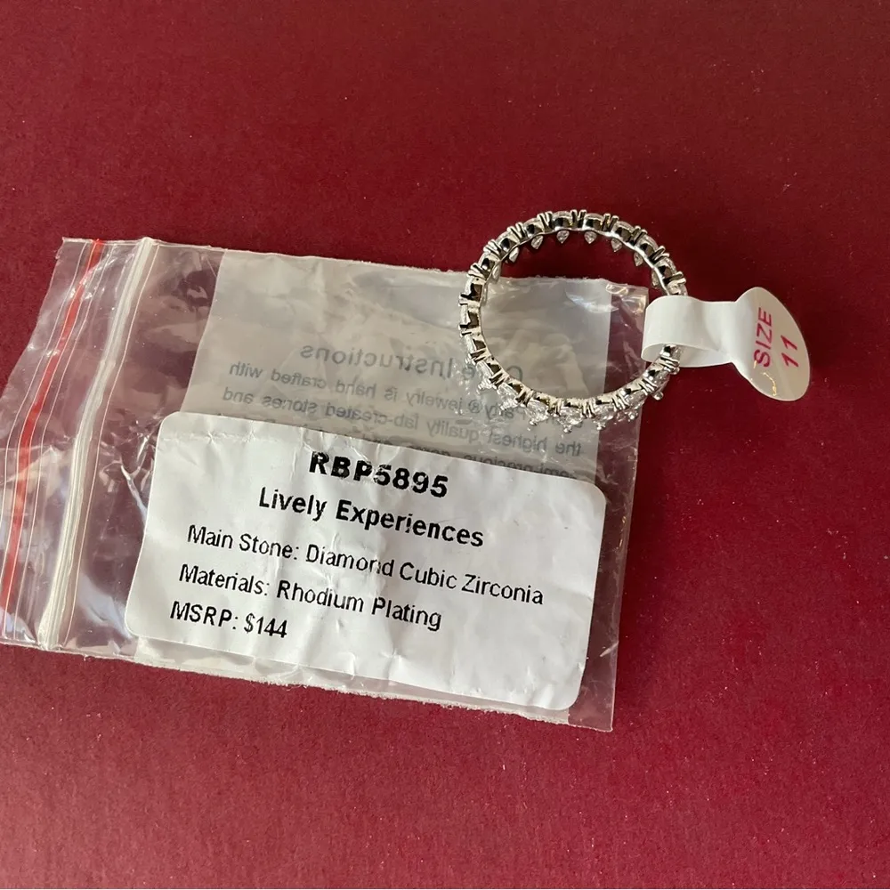 Bomb Party RBP5895 “Lively Experiences” Diamond CZ on Rhodium Size 11 Ring NWT - Image 5