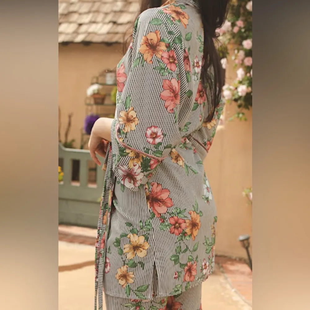 JENNAFER GRACE WOMENS Floral Kimono Robe MEDIUM Red - Image 4