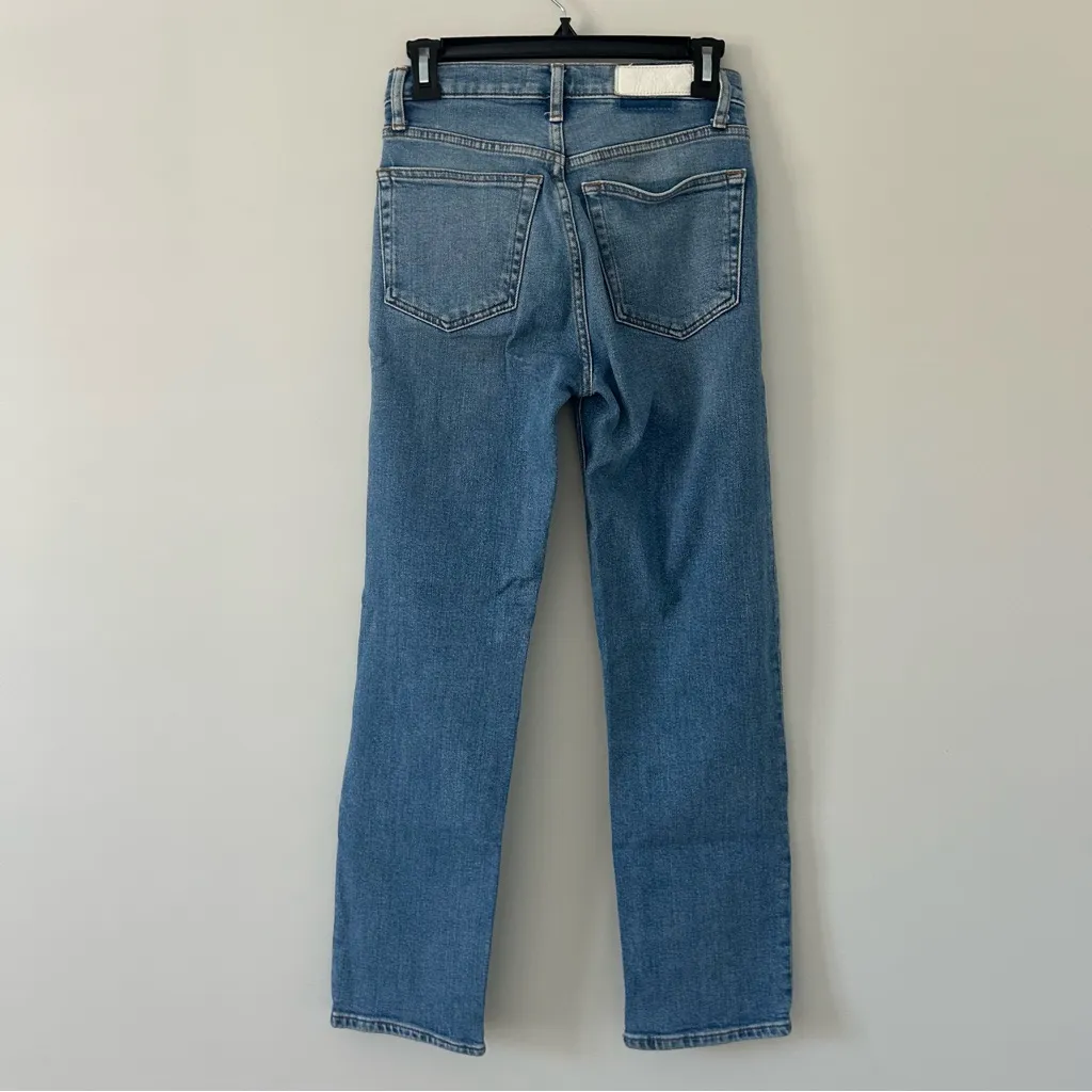 Re/done 70s Stove Pipe Rodeo Indigo With Hole Straight Leg Denim Jeans 24 - Image 5