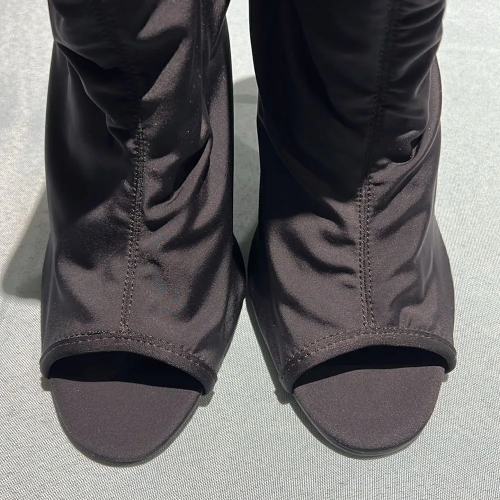 ASOS Black Spandex Ankle Open Toe Bootie Heels Size 9 B33‎ - Image 3