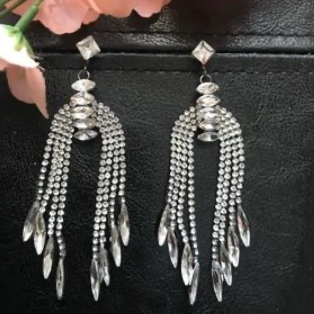 Kay Jewelers Silver Crystal Dangle Earrings - Image 2