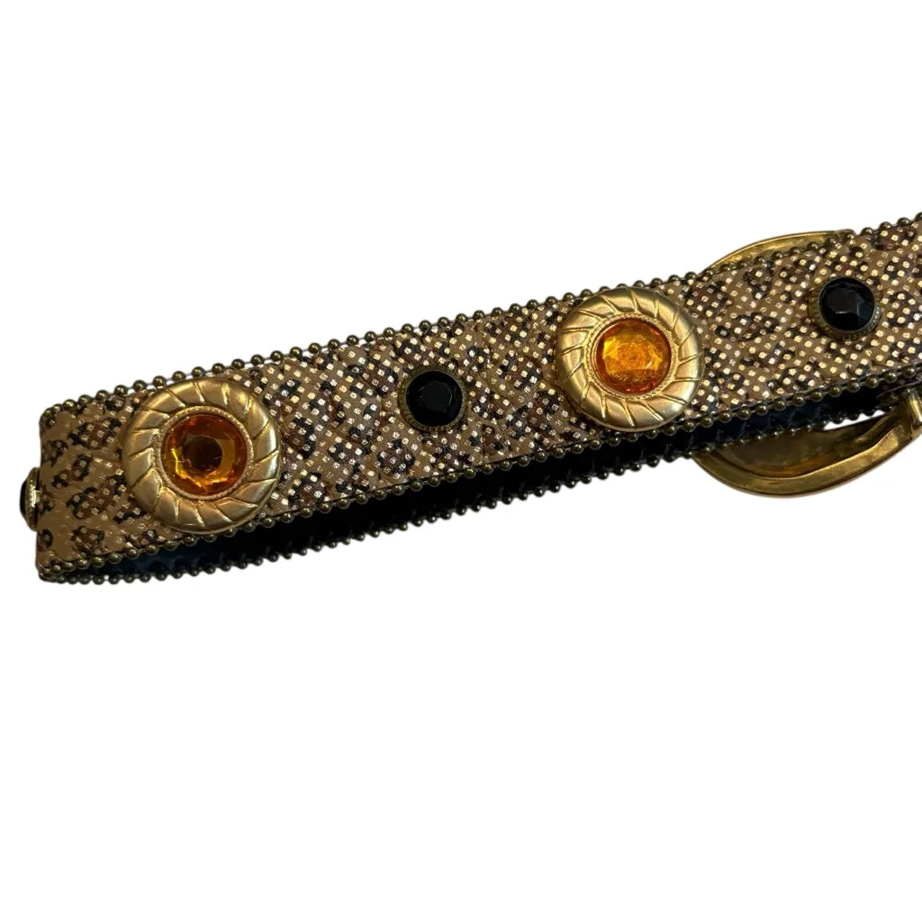 Rare Vtg 80’s/90’s The Icing Faux Leather Western Style Bling Belt, Sz M/L Gold - Image 8