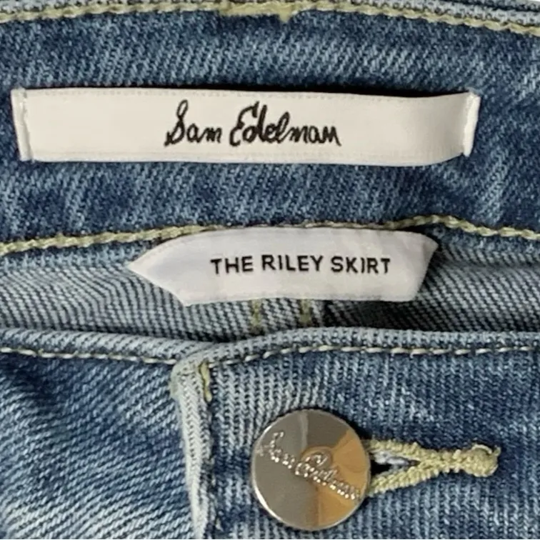 Sam Edelman $98 The Riley Skirt Distressed Asymmetrical Denim Skirt Size 29 - Image 2