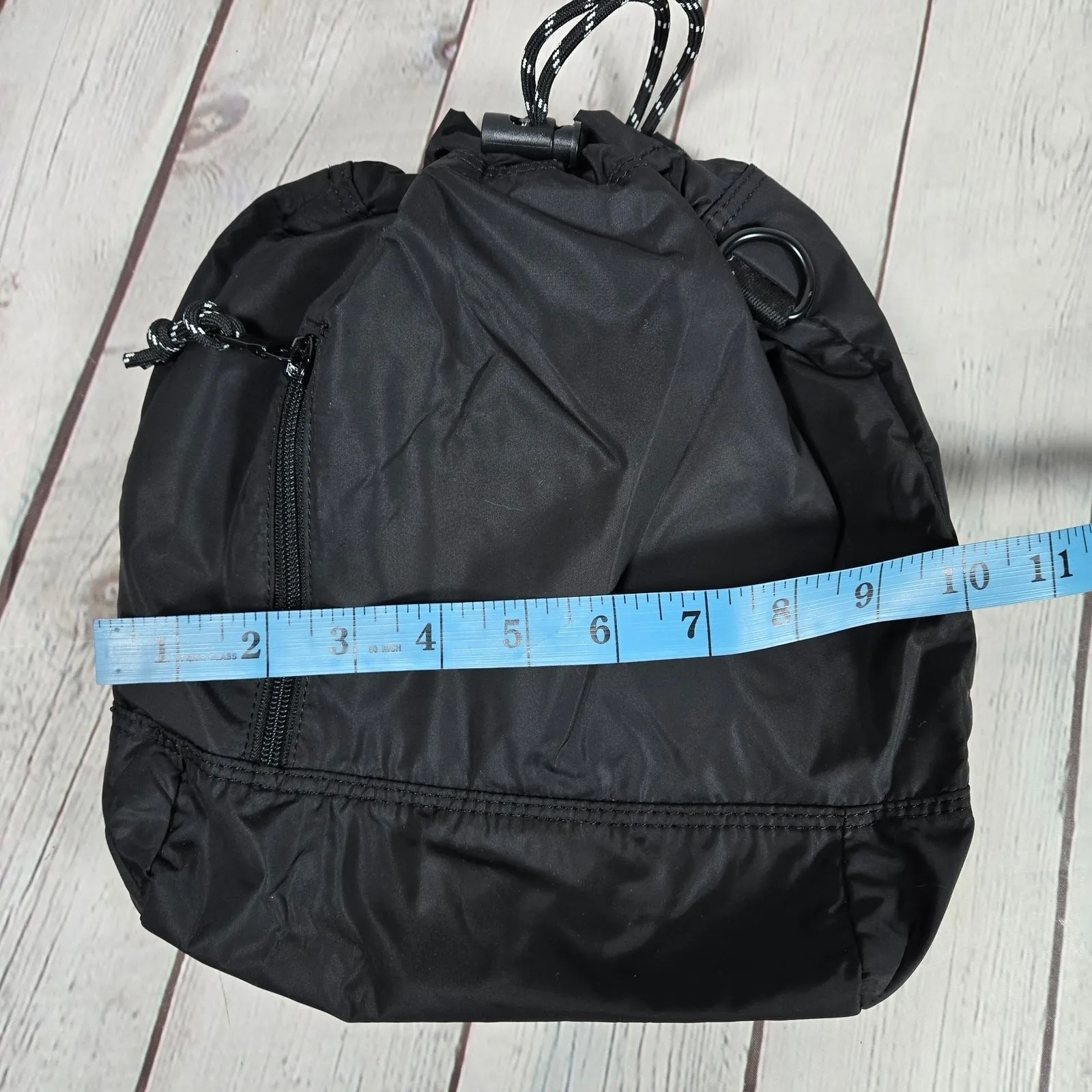 OFFLINE by Aerie Black Nylon Drawstring Backpack Bag OS‎ Bucket Sling Crossbody - Image 9