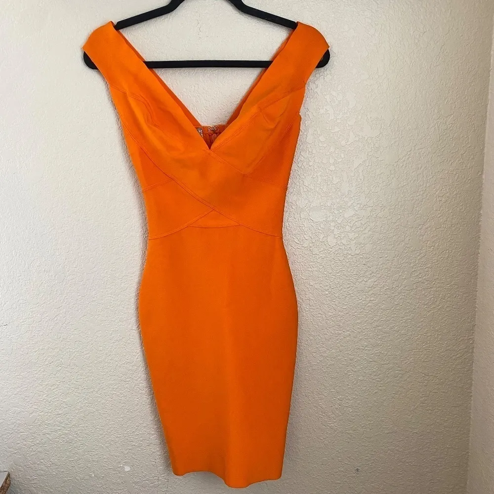 HOUSE‎ OF CB 'Ginevra' Orange Cross Front Bandage Dress /Size XS NWOT - Image 5