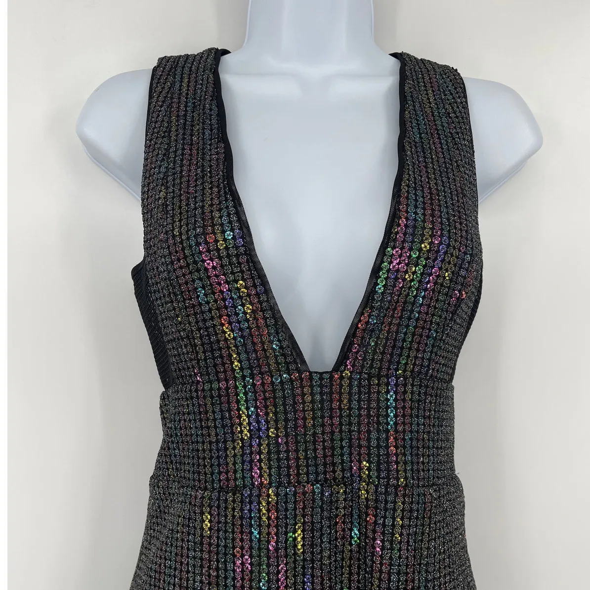 X by NBD Revolve Cheryl Dress XS Sequin Holiday NYE Party Club Godet Mesh Glam - Image 2