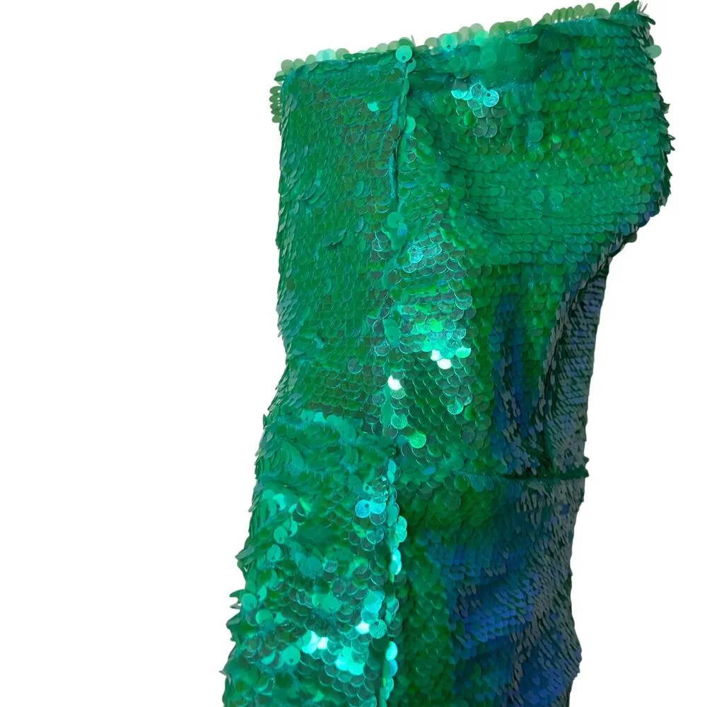 AMANDA UPRICHARD Sierene One shoulder Mini Dress Spring Green Sequin sz S - Image 4