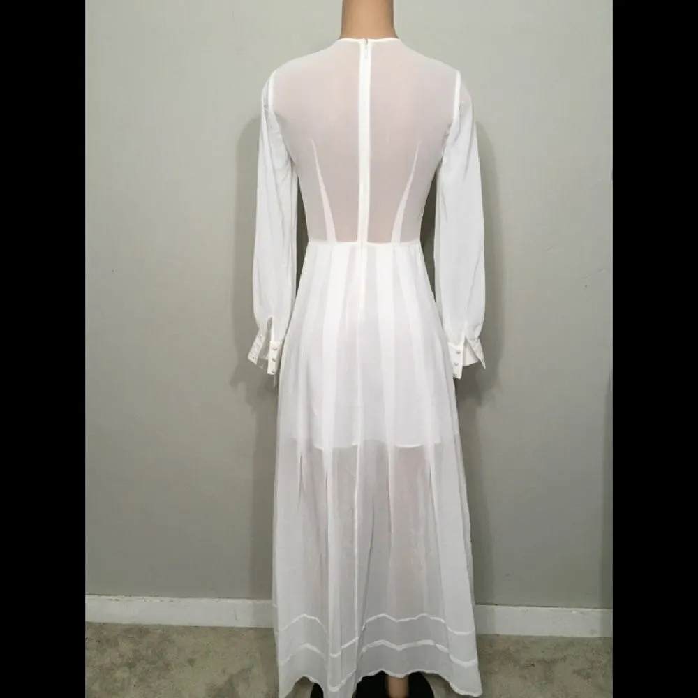 Beach Wedding!! Sheer split skirt dress. NWOT White Size undefined - Image 5