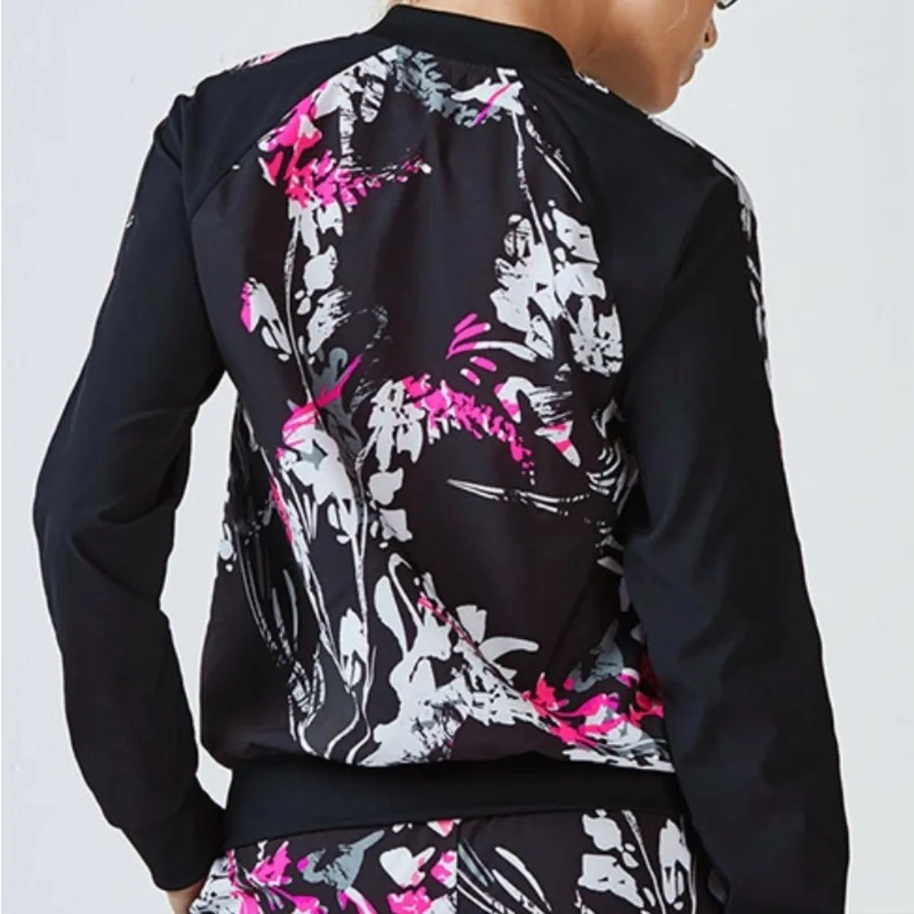 Fabletics Bev Floral Full Zip Bomber‎ Jacket Athleisure Sporty - Image 2