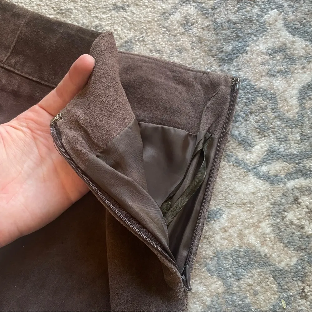 Vintage BB Dakota Brown Genuine Leather Suede High Wasted Pencil Skirt 7/8 - Image 9