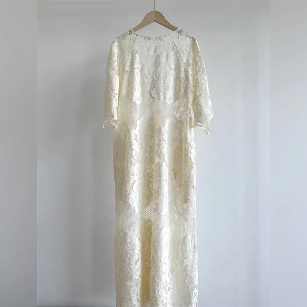 MR.LARKI Lola Dress Elegant White Lace Maxi Dress - Image 6