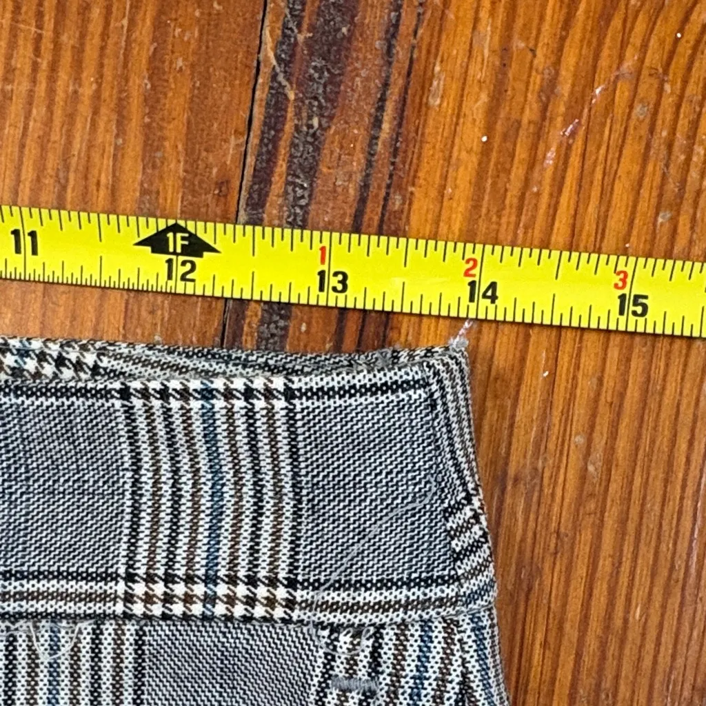 Zara Basics Gray Plaid Pants Tan Blue Size 4 - Image 3