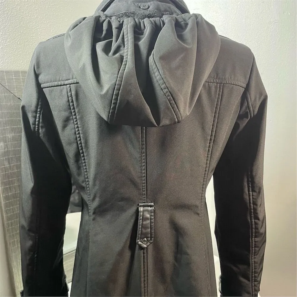 COPY - Michael Kors Women's Black Hooded Trench Coat Size S Long Sleeve - Image 4
