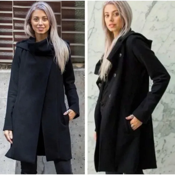 Betabrand by Melissa Fleis All-Day Mock Neck Hooded Stretch Coat Size Medium - Image 2