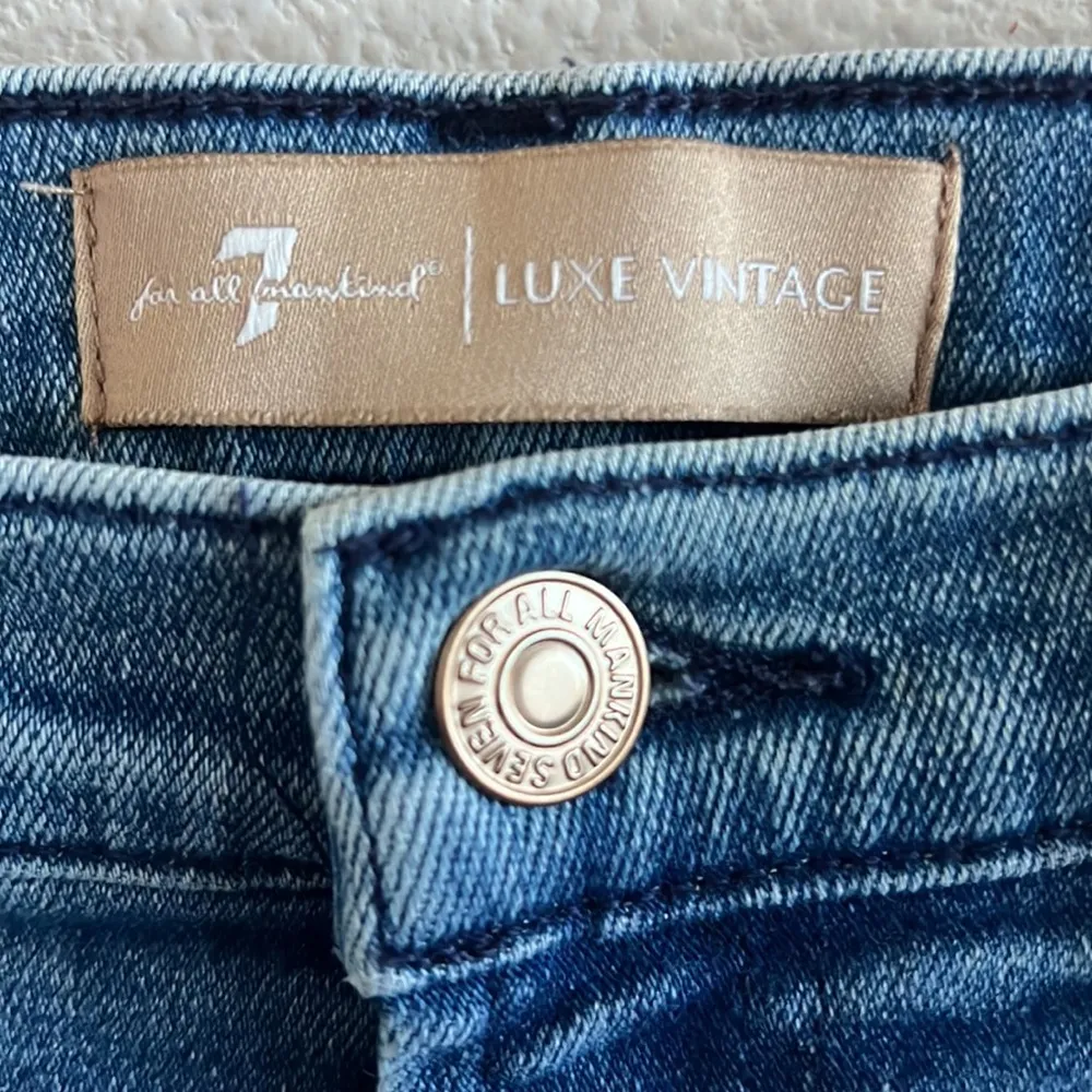 7 For All Mankind Luxe Vintage High Waist Slim Kick Sequined Jeans 27 - Image 6