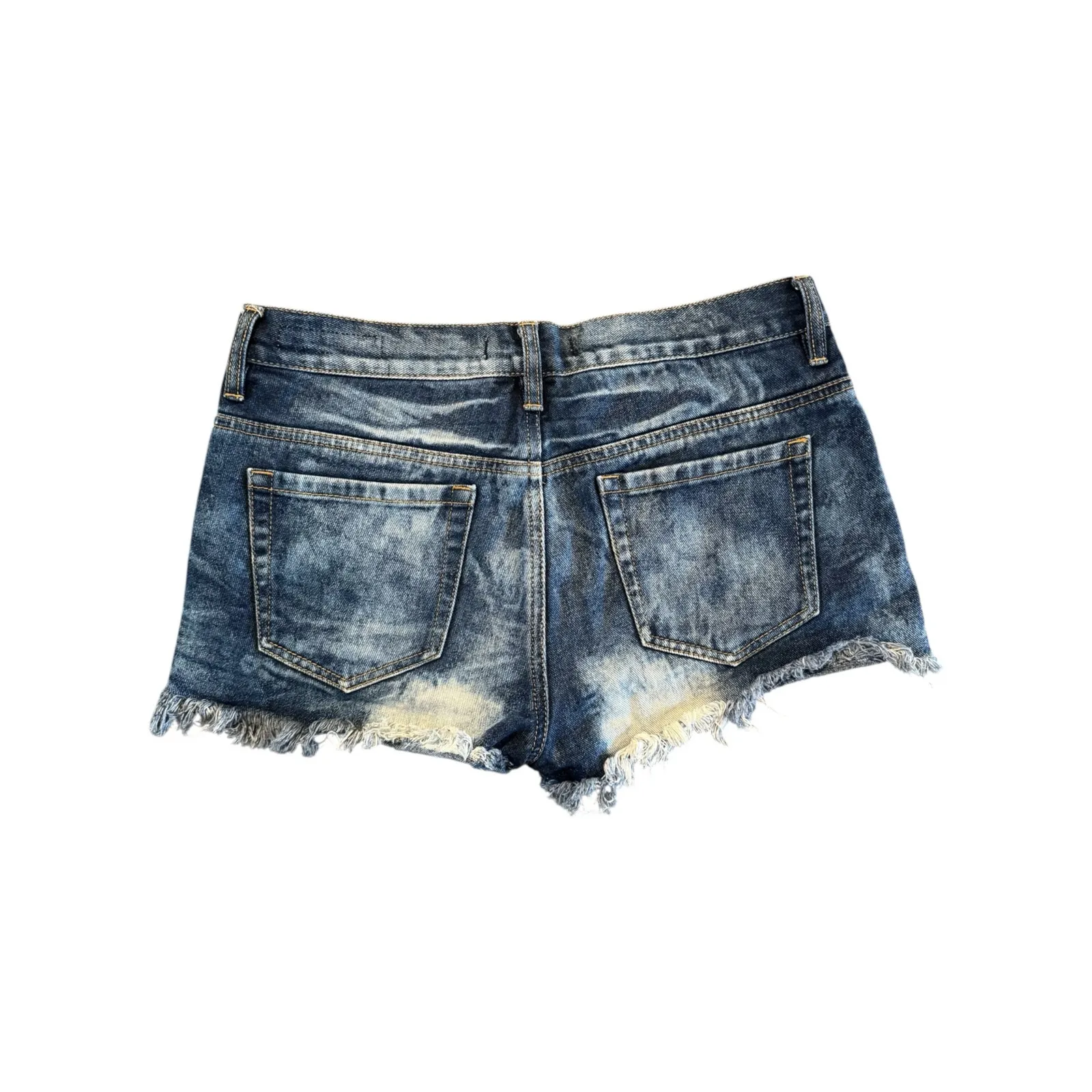 Bullhead Slouchy Jean Shorts Size 9 Frayed Hem Distressed Cutoff High Rise Denim Blue - Image 4