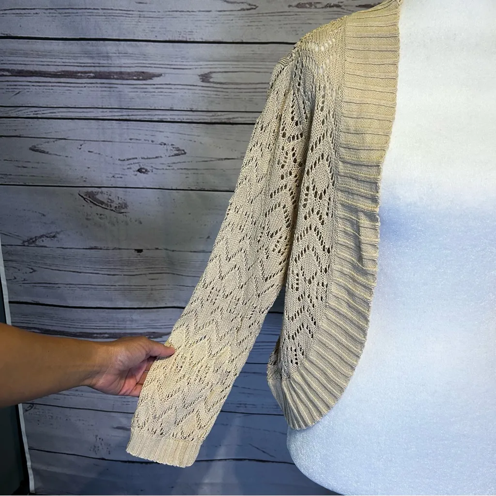 White Stag Tan Open Front Cardigan Sweater Women’s Size Large - Image 4