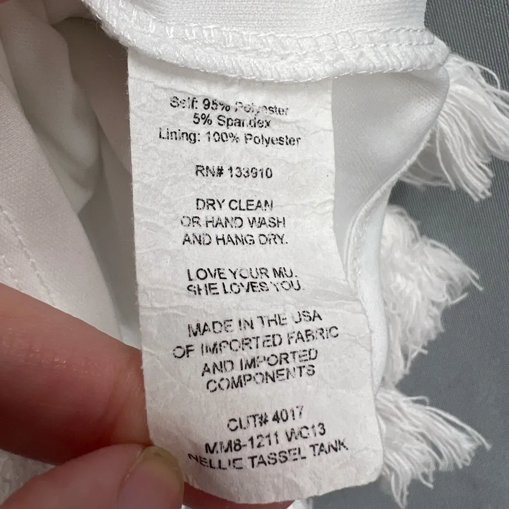 Show Me Your Mumu Top White Cropped Boho Lace Tassel Hem Summer Festival Small - Image 4