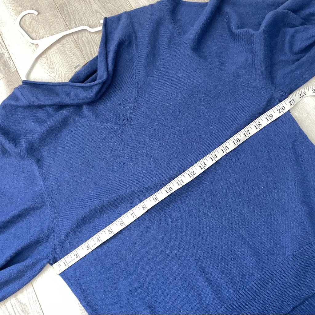 Corey Lynn Calter Cashmere Sweater silk cowl short sleeve womens Blue (medium) - Image 3