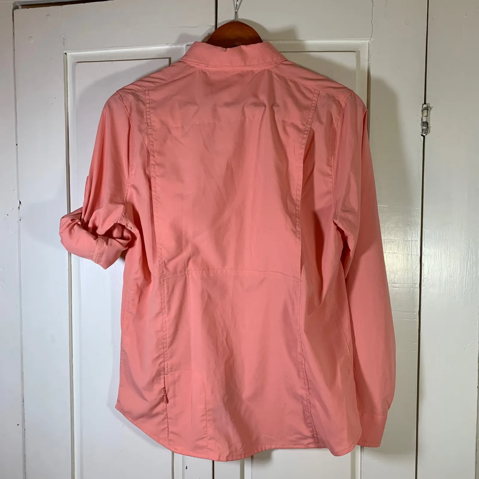 L.L. Bean Women's Coral UPF 50 Plus Sun Protection Long Sleeve Shirt Small Orange - Image 2