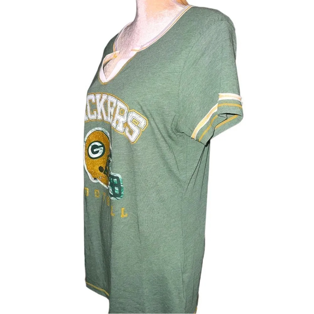 Green Bay packers cute vneck top - Image 4