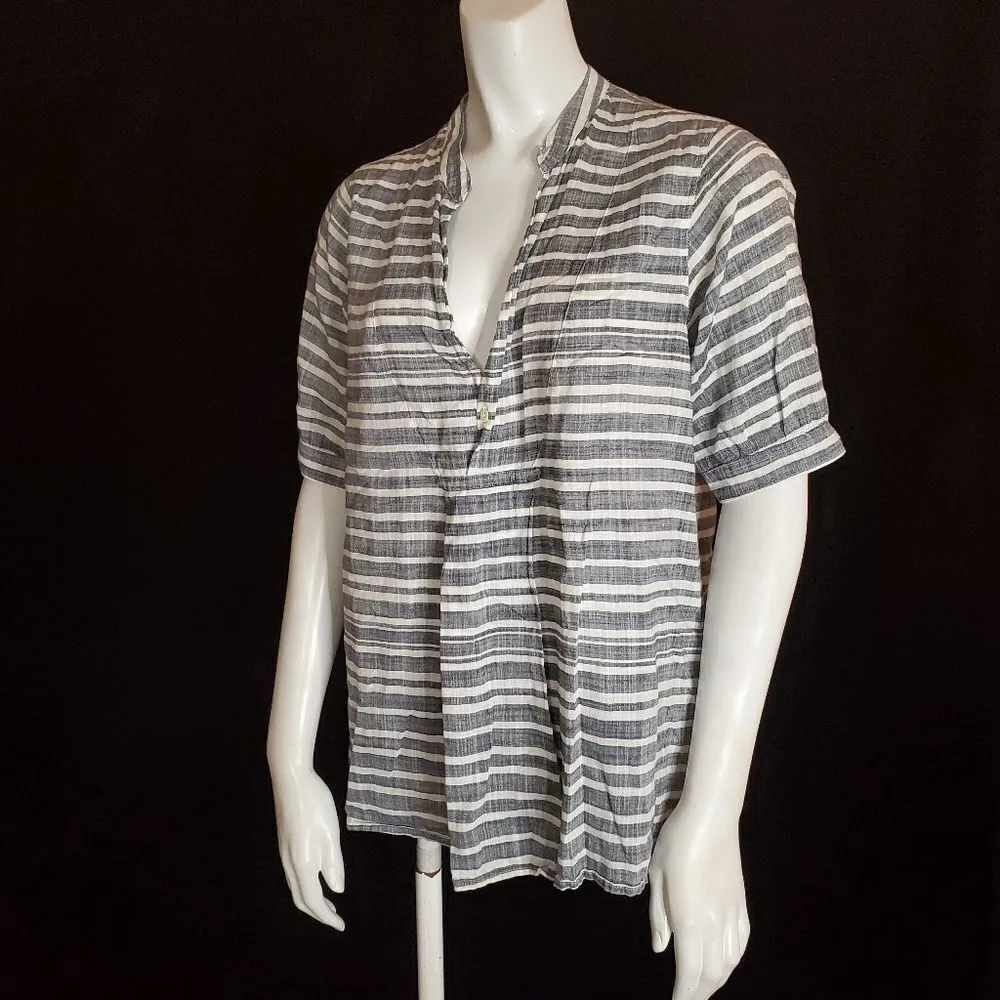 J. Crew Blue & White Striped Gauze Tunic (S) - Image 3