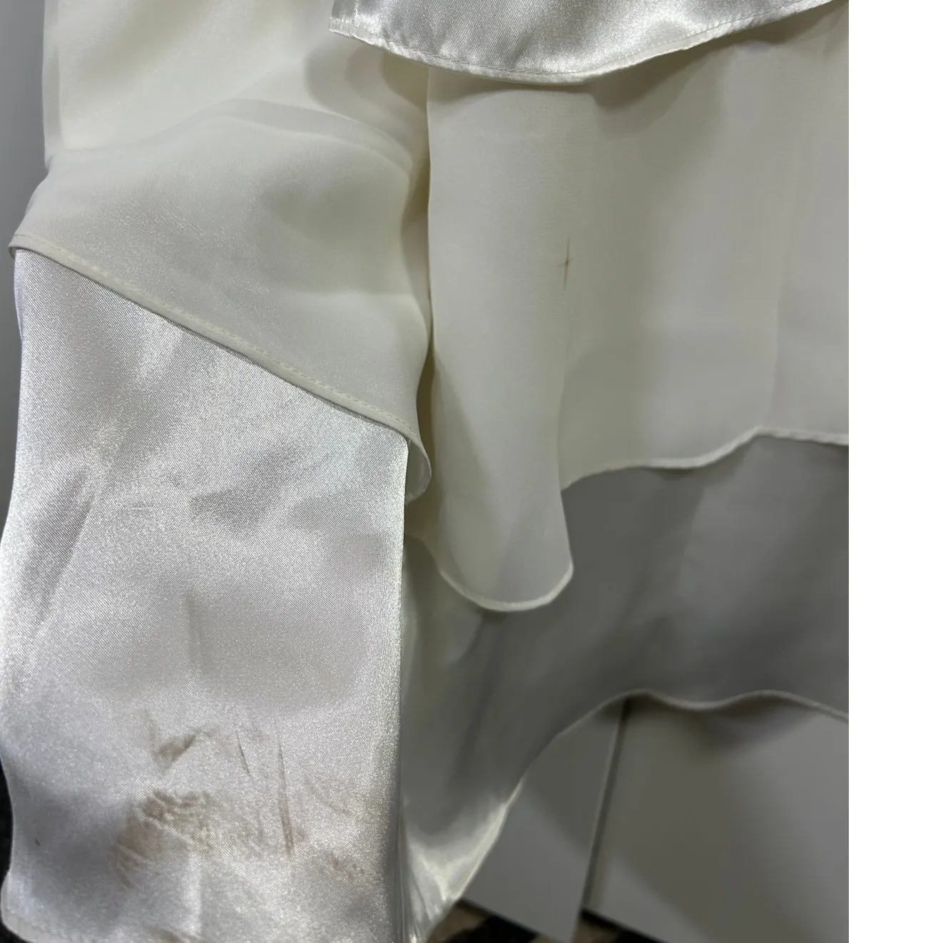 David’s Bridal Ivory Ruffle Gown Size 8 Chiffon Formal Wedding Guest‎ Dress - Image 12