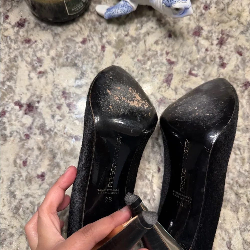 Rebecca Minkoff Pony Hair Black Pointed Toe Heels Sandals - Image 10