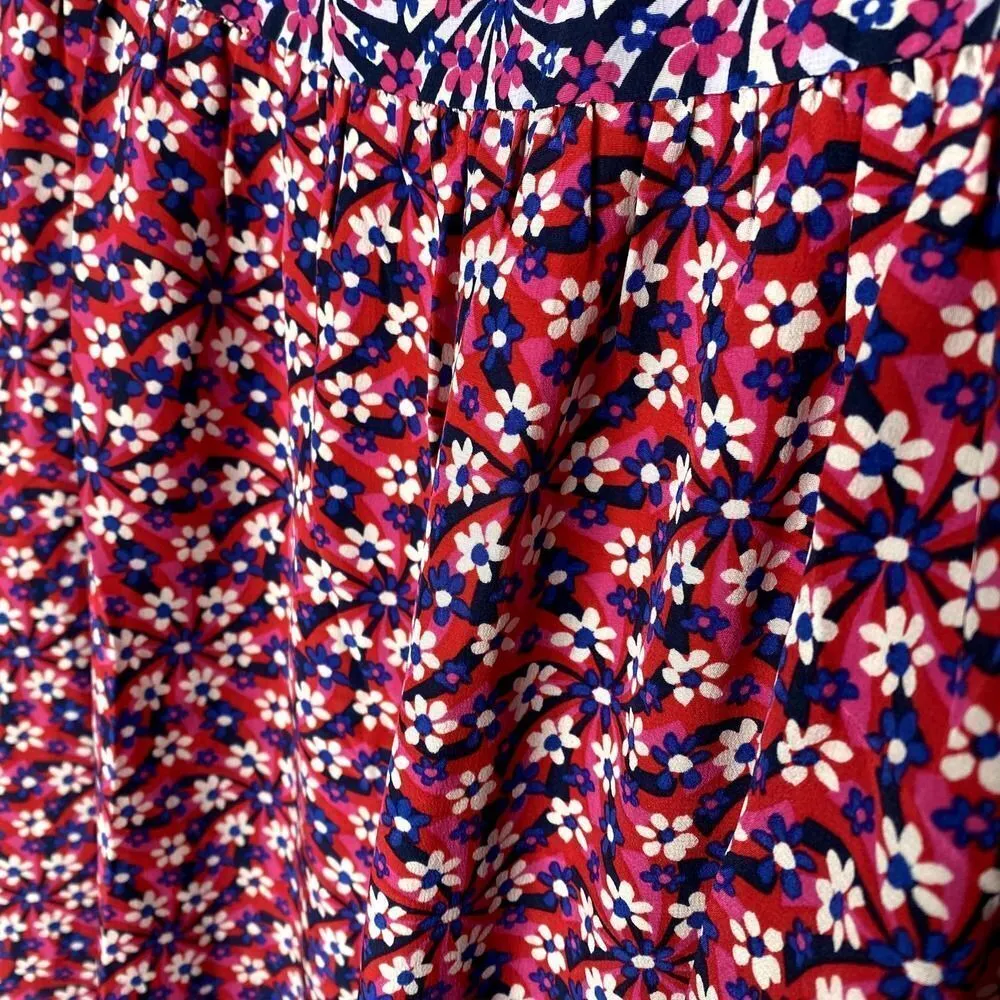 Juicy Couture Ditsy Daisy Floral Silk Maxi Skirt Size 6 Pink Red New Black Label - Image 7