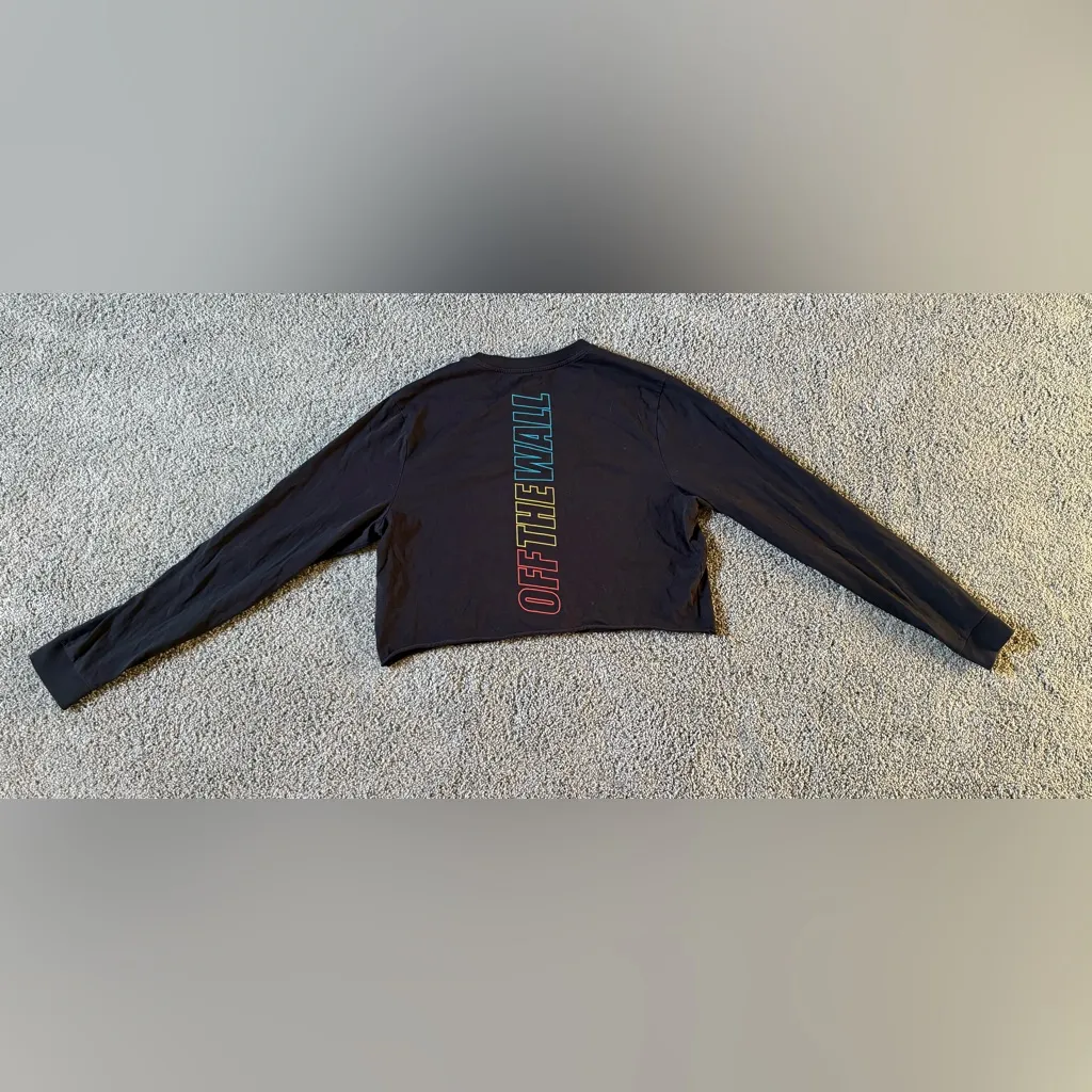 Vans Off The Wall Long Sleeve Cropped Shirt Size XL Cotton Black - Image 8