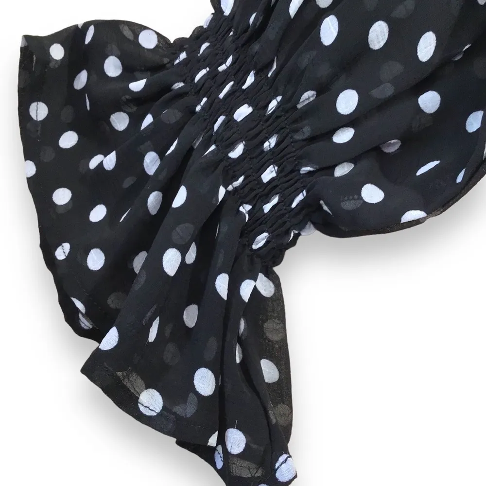  Nasty Girl Collection Black & W Polka Dot Cutout & Coldshoulder Mini Dress - Image 8