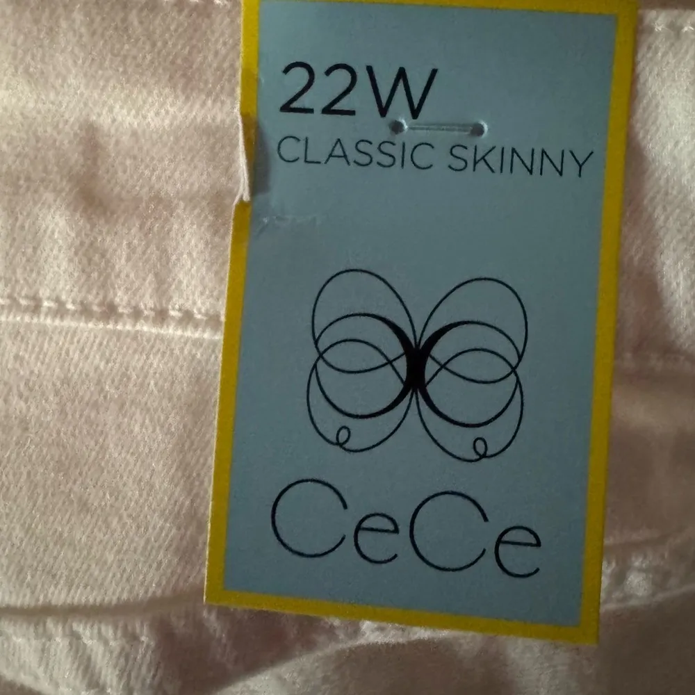 Cece Womens Plus Straight Leg Ankle White Jeans with Faux Pearl Detail Size 22W - Image 10