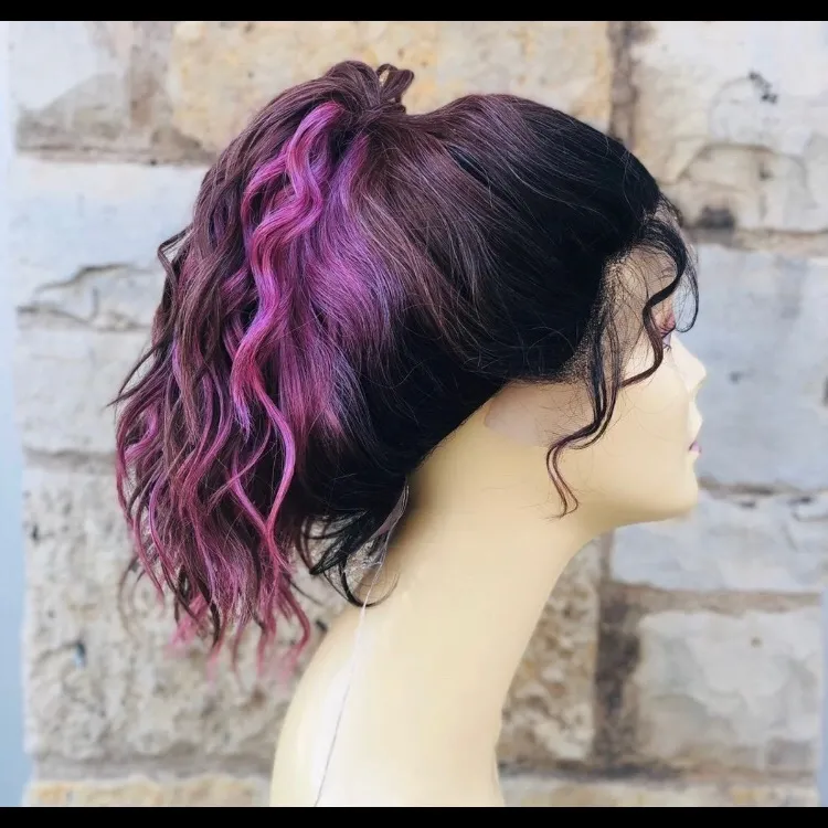 Purple pink ponytail wig wavy - Image 11
