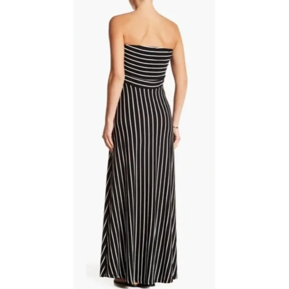 Black and White Let's Go Striped Strapless Maxi Dress West Kei XL NWT - Image 2