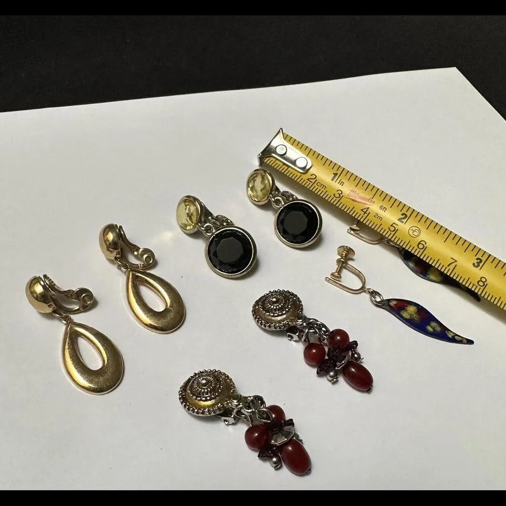 Lot Of 4 Dangle Drop Clip On Screw On Earrings Mix 1 Monet 1 JJG Most Gold Tone - Image 6
