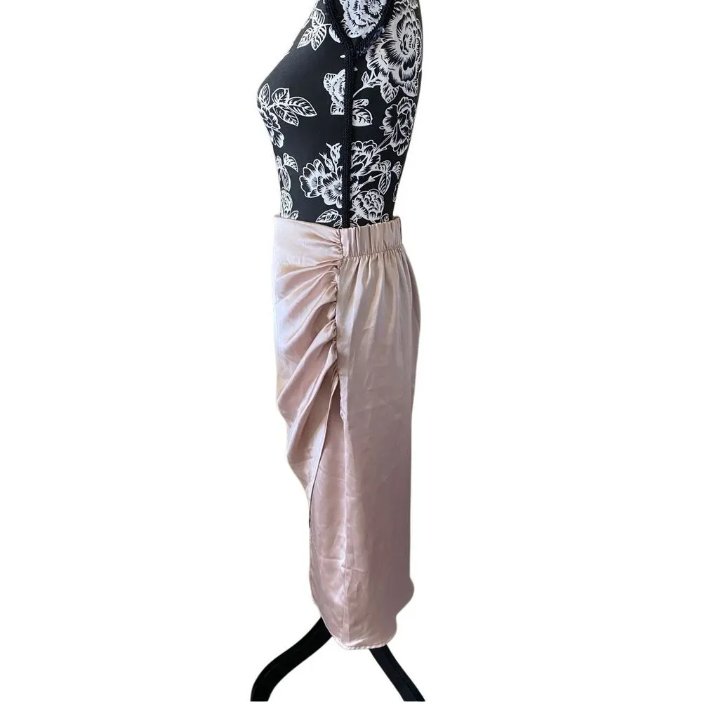 Rachel Zoe Satin Midi Skirt Side Slit Asymmetrical Formal Career Office Wedding - Image 3