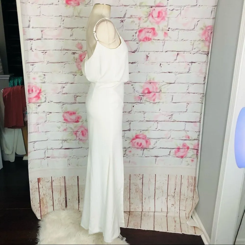 Dress the population Gracelyn off white blouson gown - Image 11