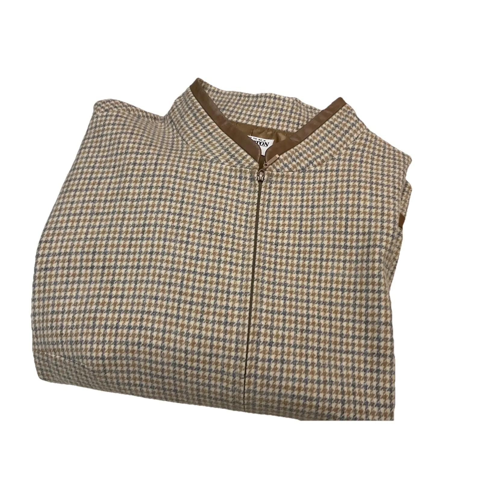 Pendleton Houndstooth Plaid Jacket grey beige blue 22 W - Image 13