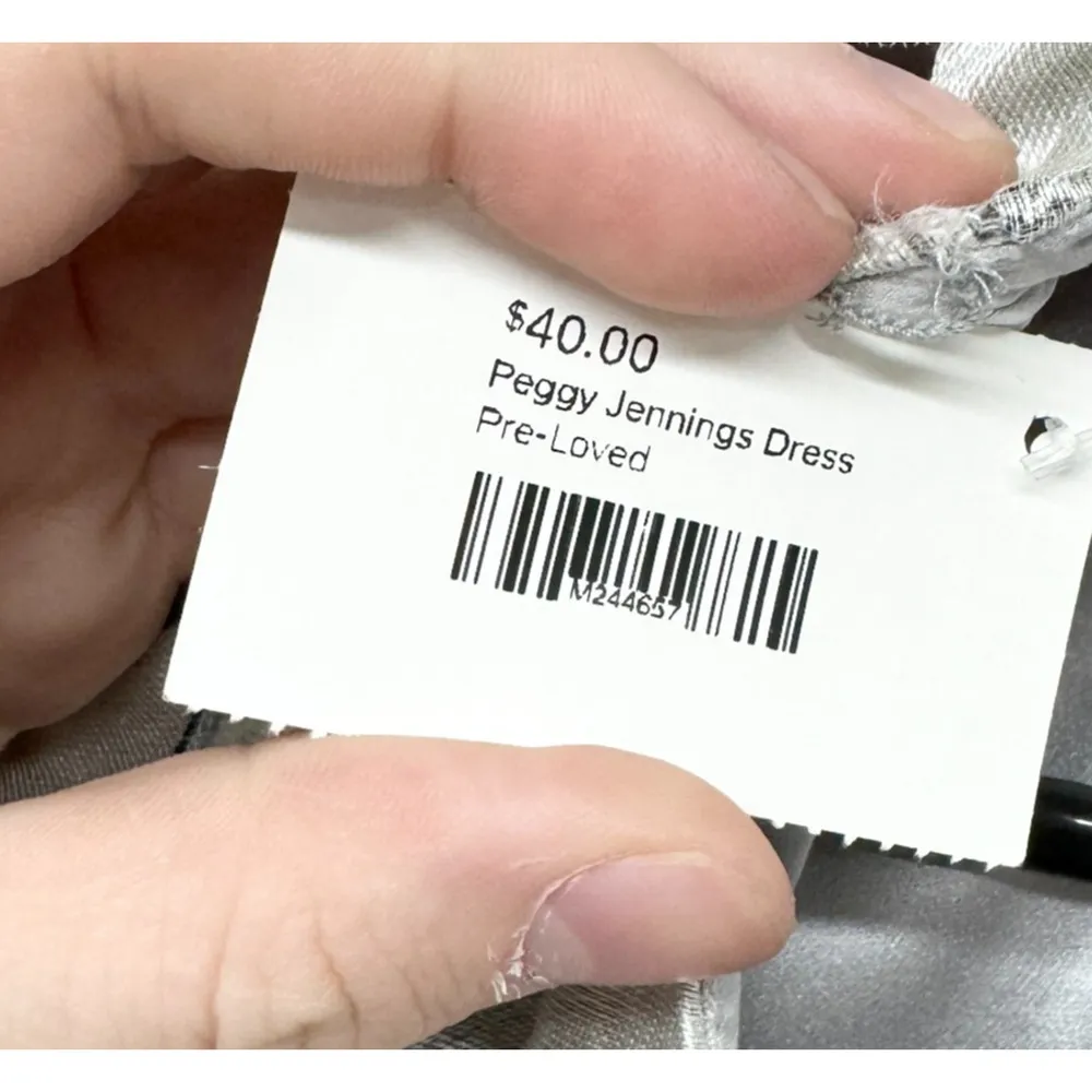 VTG Peggy Jennings Dress Women Size Medium Metallic Sleeveless Mini Floral 80s White - Image 3