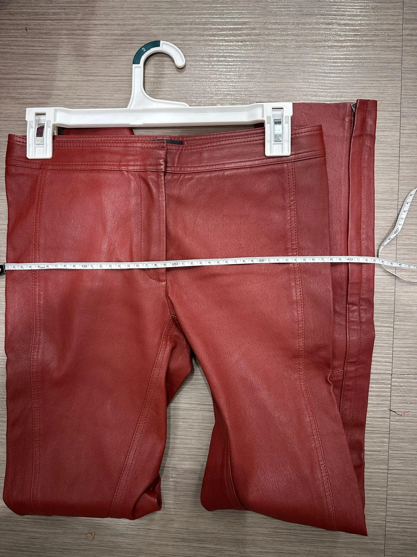 - Burgundy Piped Leather Skinny Pants Size0 - Image 12
