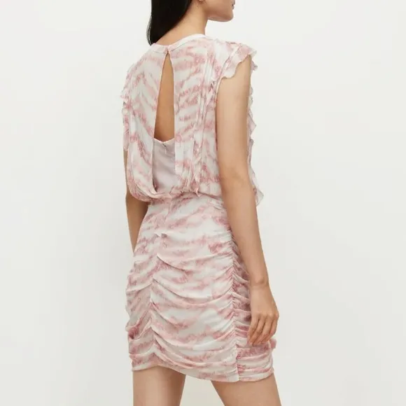 NWT  Hali Areias Mini Dress Pink Ruffled Ruched UK 10 US 6 - Image 2