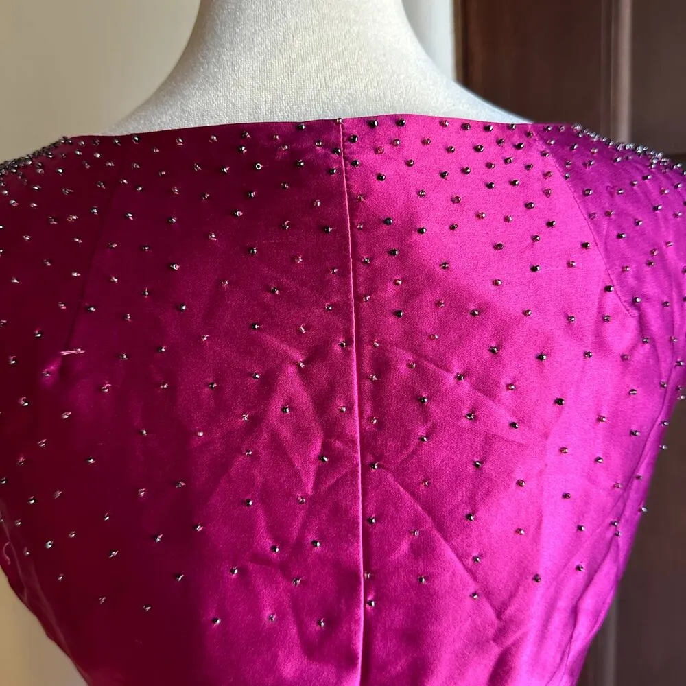 WHISTLES UK | Y2K Vintage Silk Fuschia Beaded V - Image 7