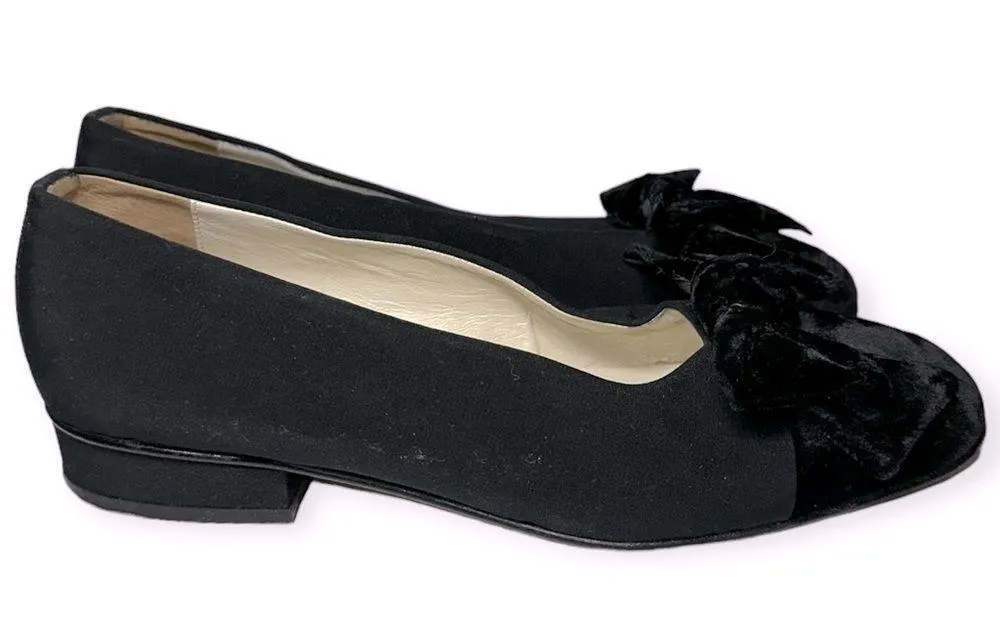 P. Verdi Paris Womens Size 37 6.5 Black Velvet Bow Cap Toe Slip On Loafers Flats - Image 8