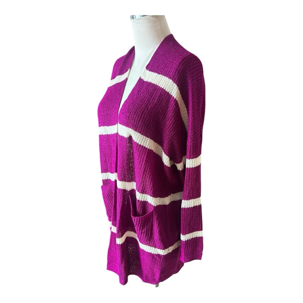 Peach Love fuschia striped cardigan Small - Image 2