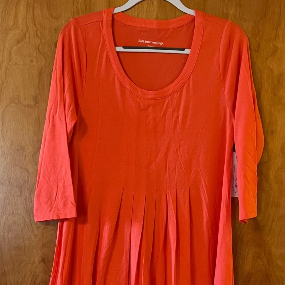 Soft Surroundings Bonnie Dress Hot Coral Orange NWT Women’s Medium 10-12 - Image 2